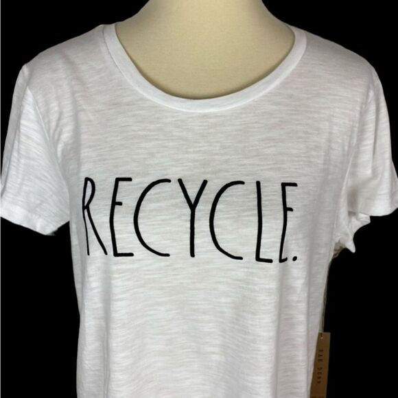 Rae Dunn Tops - Rae Dunn Classic White Graphic Tee "RECYCLE"